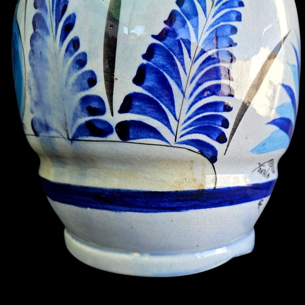 Signed Tonala Mexico GC Pottery Jug Mug Set Vintage Ceramic Hand Painted Blue - Picture 11 of 15
